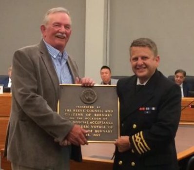 BC Ferries presents Queen of Burnaby plaque to City of Burnaby