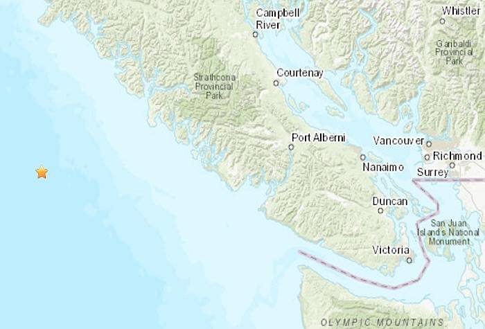 4.0 magnitude earthquake strikes off coast of Vancouver Island