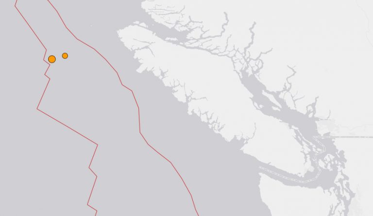 Second, stronger earthquake reported off northwestern Vancouver Island