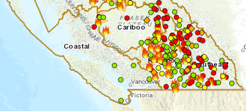 Coastal Fire Centre accounts for just seven of B.C.’s 294 active wildfires 