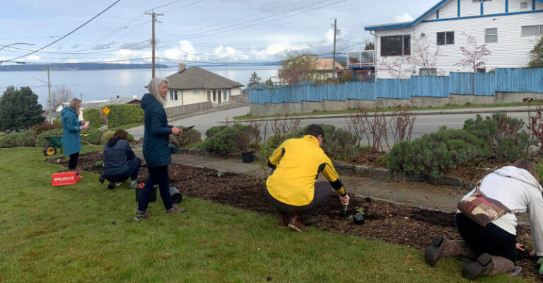 Powell River workers plant pollinator garden for Earth Day
