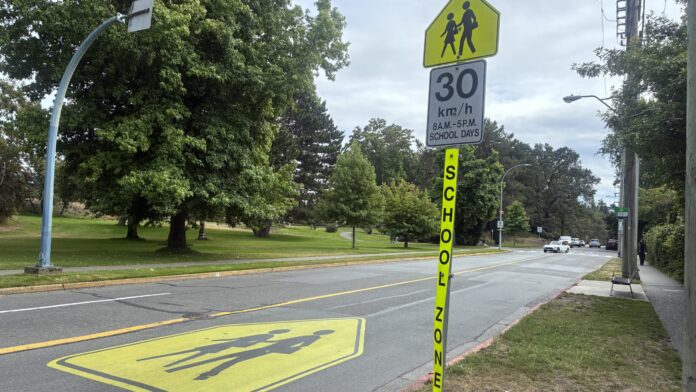 Photo of school zone signage